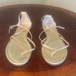 J. Crew Metallic Gold Strappy Flat Sandals